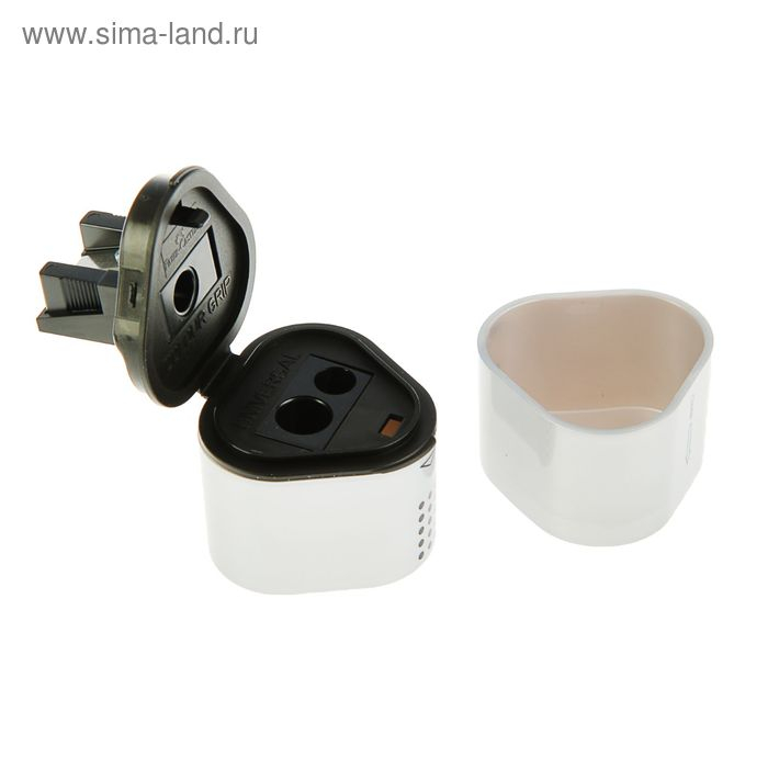 Точилка 3 отверстия с контейнером Faber-Castell TRIO Grip 2001 для стандартных, трёхгранных и Maxi карандашей, серая Точилка 3 отверстия с контейнером Faber-Castell TRIO Grip 2001 для стандартных, трёхгранных и Maxi карандашей, серая