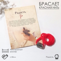 Браслет-амулет на нити «Красная нить» руна радость, цвет красный с чернёным серебром, 30 см Браслет-амулет на нити «Красная нить» руна радость, цвет красный с чернёным серебром, 30 см