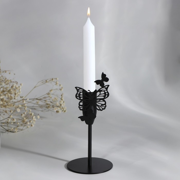 Подсвечник &laquo;Бабочки&raquo;, черный, 7,4 х 15,3 см