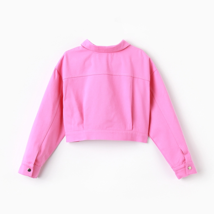 Рубашка для девочки джинсовая, укороченная KAFTAN, размер 32 (110-116 см), цвет розовый