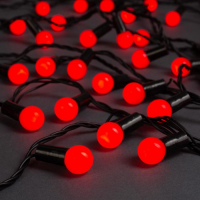 Гирлянда &laquo;Нить&raquo; 20 м с насадками &laquo;Шарики 1.5 см&raquo;, IP44, тёмная нить, 200 LED, свечение красное, 8 режимов, 220 В