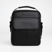 Сумка мужская через плечо TEXTURA, 2 наружных кармана, цвет чёрный