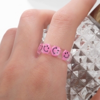 Кольцо &laquo;Прозрачное&raquo; смайлики, цвет розовый, 17 размер