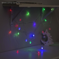 Гирлянда &laquo;Нить&raquo; 5 м с насадками &laquo;Шарики льда&raquo;, IP20, прозрачная нить, 20 LED, свечение мульти (RG/RB), мигание, 220 В