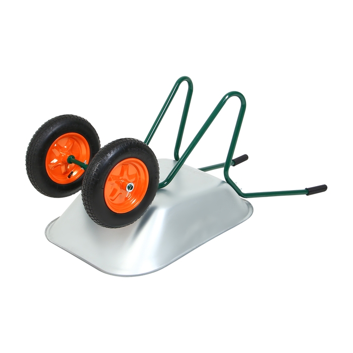 Тачка садовая, 2 пневмоколеса, груз/п 180 кг, объём 65 л, оцинкованный кузов 0,6 мм, Greengo Тачка садовая, 2 пневмоколеса, груз/п 180 кг, объём 65 л, оцинкованный кузов 0,6 мм, Greengo