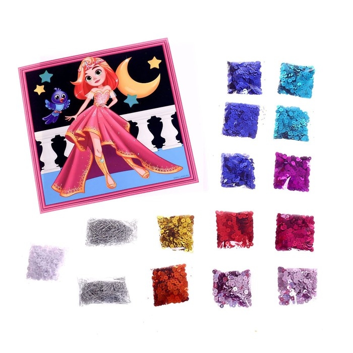 Аппликация пайетками для детей &laquo;Сказочная принцесса&raquo;, набор для творчества