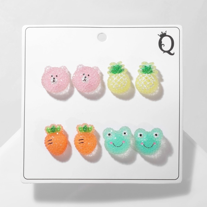 Пусеты 4 пары &laquo;Карамель&raquo; лето, цветные