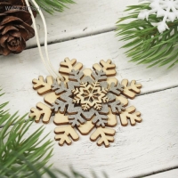 Подвеска новогодняя "Резная снежинка" МИКС Подвеска новогодняя "Резная снежинка" МИКС