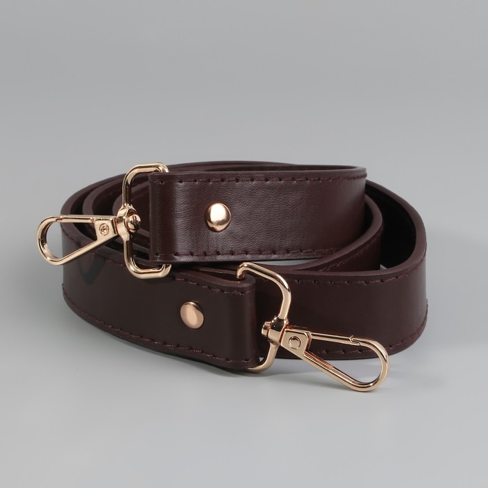 Ручка для сумки, с карабинами, 100 &plusmn; 1 см &times; 2,5 см, цвет коричневый