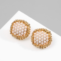 Серьги с жемчугом «Атмосфера» бусинки, цвет белый в золоте Серьги с жемчугом «Атмосфера» бусинки, цвет белый в золоте