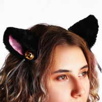 Рюкзак школьный текстильный с ушками на заколках &laquo;Аниме&raquo;, 27х23 см, чёрный/фиолетовый