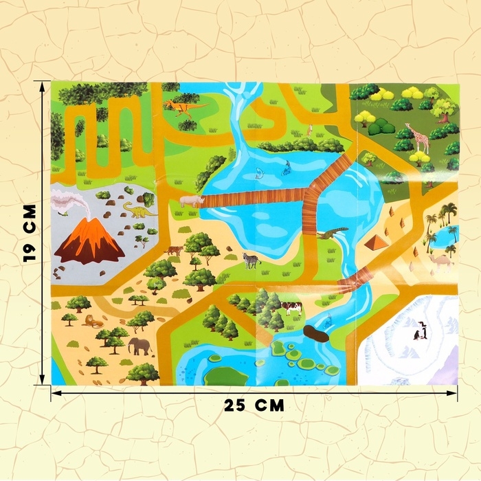 Набор животных &laquo;Мир динозавров&raquo;, 6 фигурок, карта