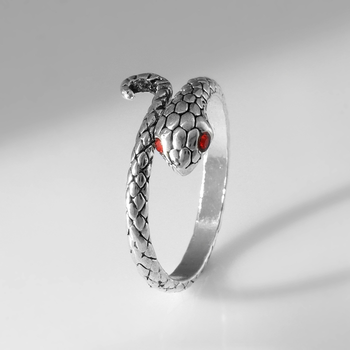 Новый год! Символ года 2025! Кольцо &laquo;Змея&raquo; завиток, цвет красный в серебре, безразмерное
