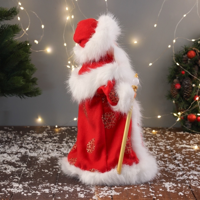 Дед Мороз Дед Мороз "В пушистой шубе, с мешком" двигается, 40х22 см, красный