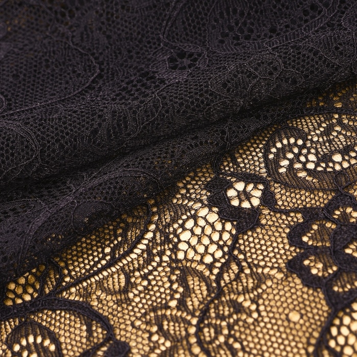 Кружевная эластичная ткань, 190 мм × 2,7 ± 0,5 м, цвет чёрный Кружевная эластичная ткань, 190 мм × 2,7 ± 0,5 м, цвет чёрный