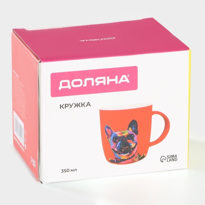 Кружка фарфоровая Доляна &laquo;Собачка&raquo;, 350 мл
