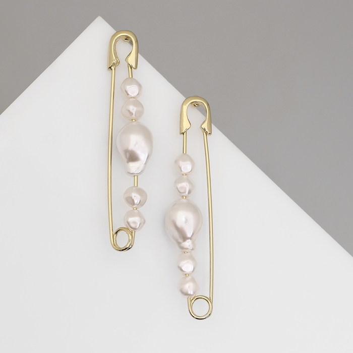 Серьги с жемчугом &laquo;Бусина&raquo; союз, булавка, цвет золото