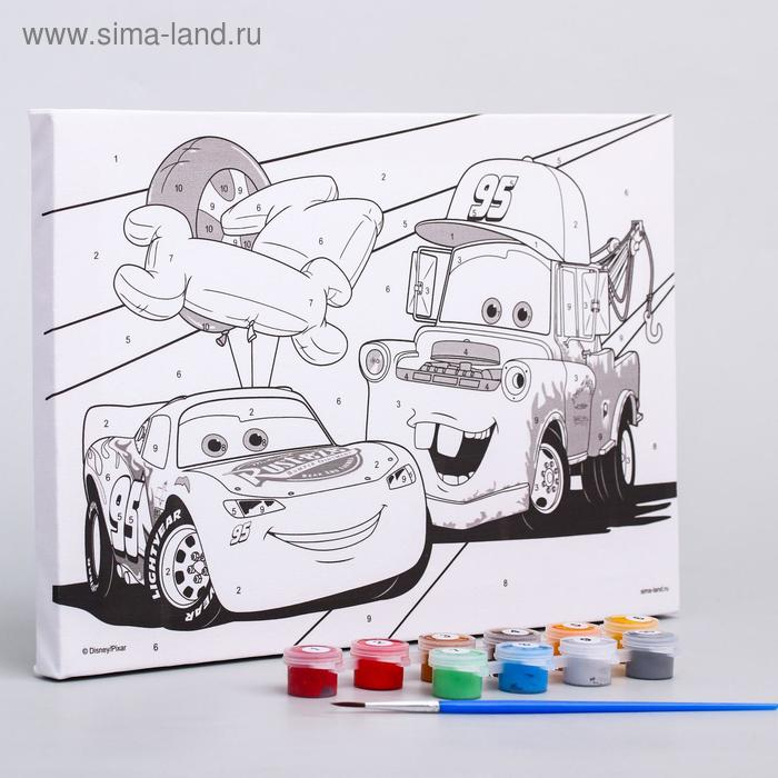 Картина по номерам для детей "Молния Маккуин и Мэтр" 20х30 см, Тачки
