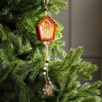 Ёлочная игрушка &laquo;Домик со снеговиком&raquo;, от батареек, свечение тёплое белое