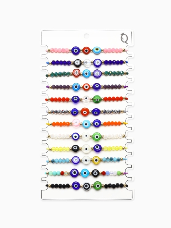 Браслет-оберег «Глазик» ассорти (неделимая фасовка 12 шт., цена за шт.), цветной в серебре Браслет-оберег «Глазик» ассорти (неделимая фасовка 12 шт., цена за шт.), цветной в серебре