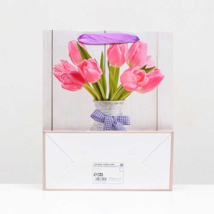 Пакет ламинированный "Тюльпаны" 26x32x12