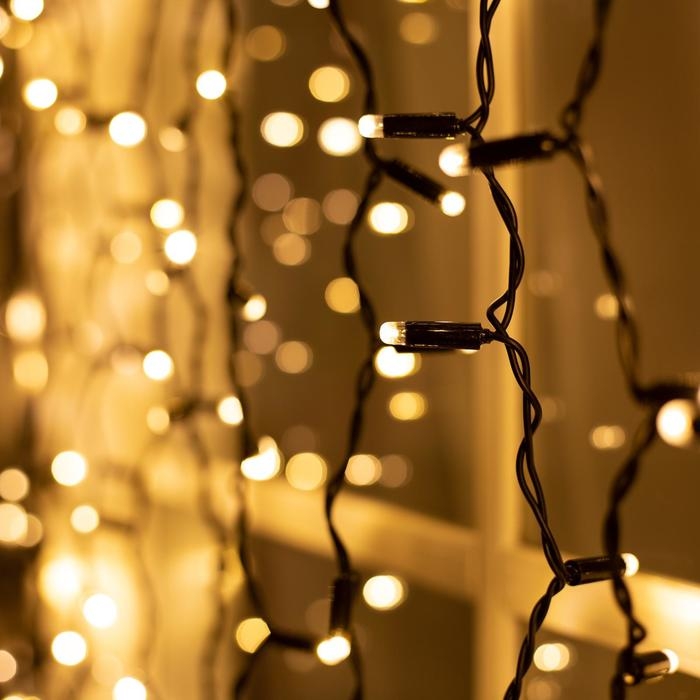 Гирлянда &laquo;Занавес&raquo; 2 &times; 1.5 м, IP65, УМС, тёмная нить, 360 LED, свечение тёплое белое, 220 В