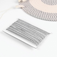 Резинка с глиттером, 10 мм, 10 &plusmn; 1 м, цвет белый/серебряный