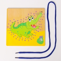 Шнуровка крокодил «Учим алфавит» 14,5 × 14,5 × 0,5 см Шнуровка крокодил «Учим алфавит» 14,5 × 14,5 × 0,5 см