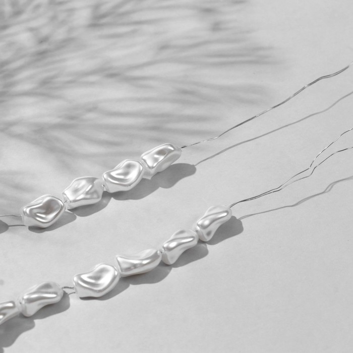 Бусины пластиковые на нити &laquo;Жемчуг&raquo; 1,3&times;0,9&times;0,7 см, (набор 180 шт.), цвет белый