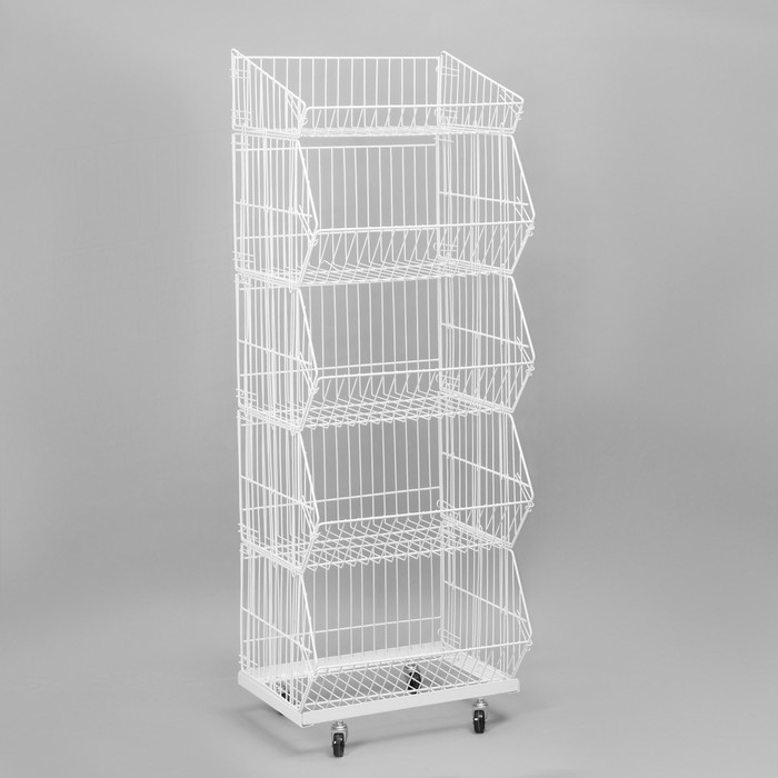 Накопитель разборный на колесах, 5 корзин, 50&times;43&times;147, цвет белый