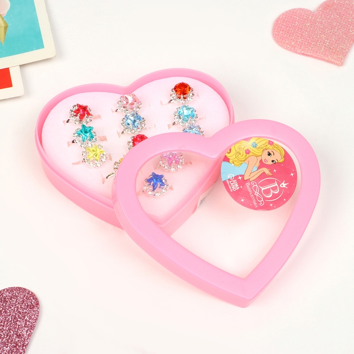 Кольца детские набор 12шт &laquo;Выбражулька&raquo; геометрия, цвет МИКС, форма МИКС в серебре, б-р