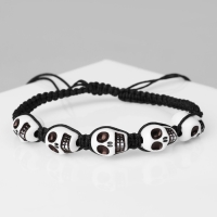 Браслет &laquo;Череп&raquo; мультяшный, цвет чёрно-белый, d=6 см