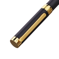 Ручка подарочная роллер в кожзам футляре Офис корпус черный/золото