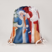 Новый год 2025. Новогодний мешок на шнурке &laquo;Дед Мороз и Снегурочка&raquo;, цвет синий/разноцветный