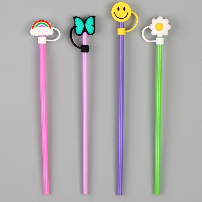 Трубочки для коктейля &laquo;Лето&raquo;, набор 4 шт, цвет МИКС