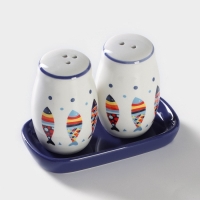 Набор для специй Доляна &laquo;Емеля&raquo;, 2 предмета: солонка, перечница, 130 мл