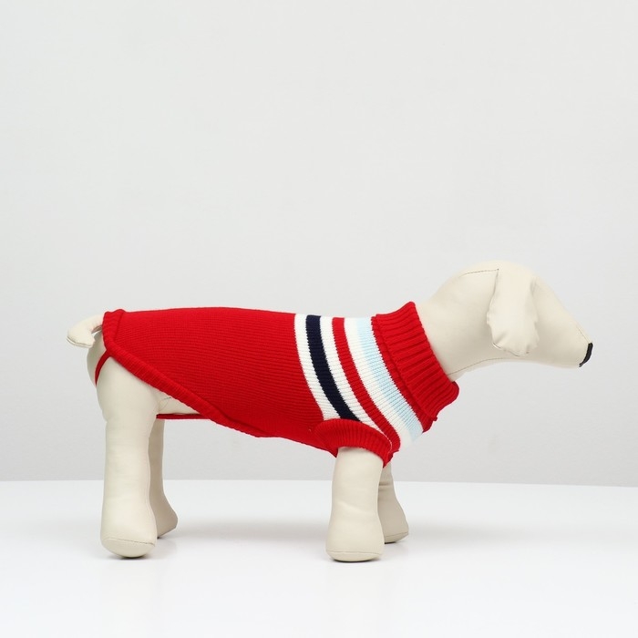 Свитер "Полоски", 3XL (ДС 46, ОШ 46, ОГ 38-64 см), красный