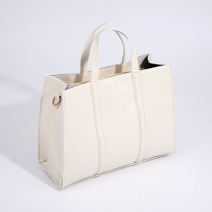 Сумка женская тоут на молнии, цвет молочный Сумка женская тоут на молнии, цвет молочный