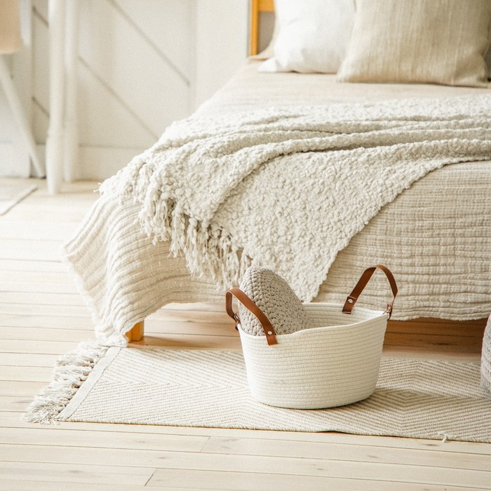 Корзина для хранения SL Home &laquo;Луиза&raquo;, плетёная ручной работы, 33&times;33&times;16 см, цвет белый