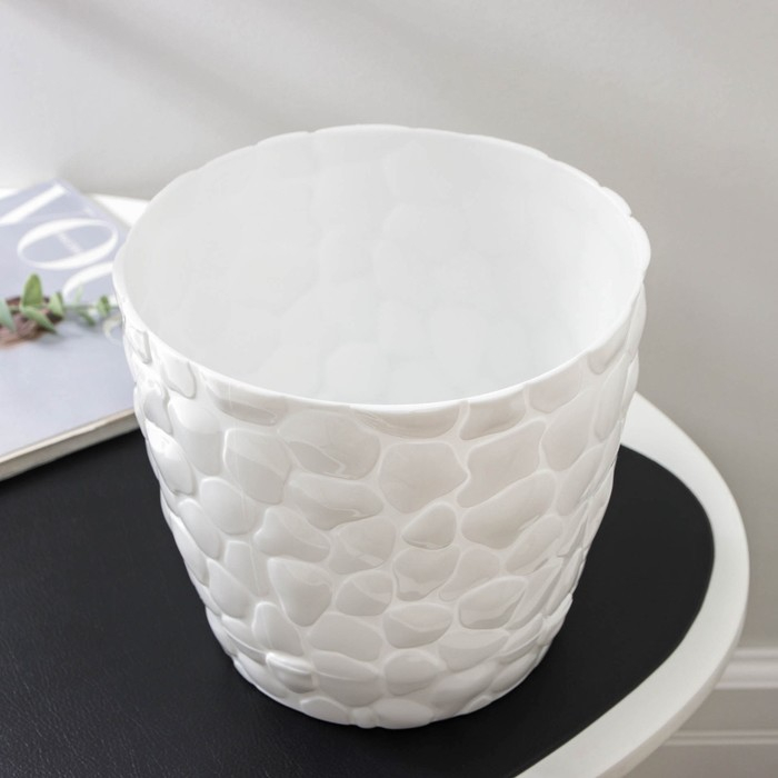 Горшок с поддоном &laquo;Камни&raquo;, 4,8 л, цвет белый