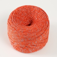 Трикотажная пряжа "Риббон" с люрексом 85м/170&plusmn;5 гр (Рябина, люрекс: Серебро)