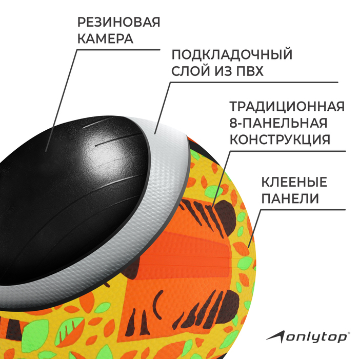 Баскетбольный мяч ONLYTOP &laquo;Лис&raquo;, клееный, 8 панелей, р. 3, резина, резиновая камера