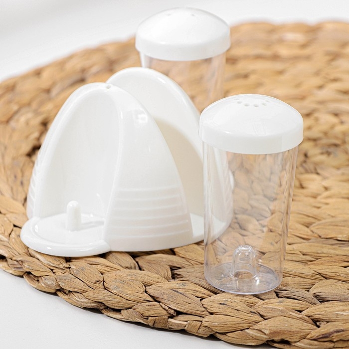 Набор для специй с салфетницей Cake, 2 шт: солонка и перечница 70 мл, цвет слоновая кость Набор для специй с салфетницей Cake, 2 шт: солонка и перечница 70 мл, цвет слоновая кость