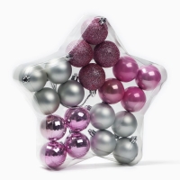 Ёлочные шары новогодние, на Новый год, d=5 см, 20 шт., цвет розовые и серебристый Ёлочные шары новогодние, на Новый год, d=5 см, 20 шт., цвет розовые и серебристый