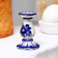 Подсвечник гжель &laquo;Церковный&raquo; бело-синий, керамика,