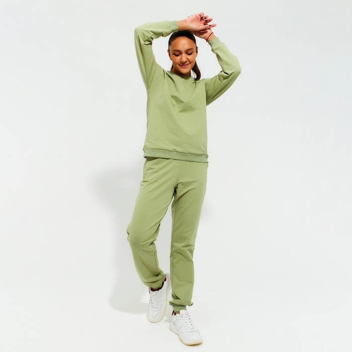 Костюм женский (свитшот, брюки) MINAKU: Casual Collection цвет фисташковый, размер 42