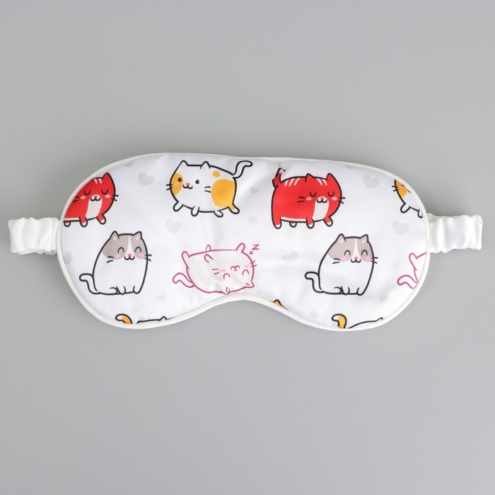 Маска шелковая для сна «Котички», 20 х 9 см, цвет белый Маска шелковая для сна «Котички», 20 х 9 см, цвет белый
