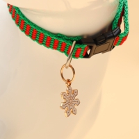 Ошейник + новогодний подвес "Снежинка", 30 х 1 см, капрон, зелёный Ошейник + новогодний подвес "Снежинка", 30 х 1 см, капрон, зелёный