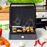 Гриль электрический Kitfort КТ-1699, 2000 Вт, антипригарное покрытие, 29х24 см, чёрный