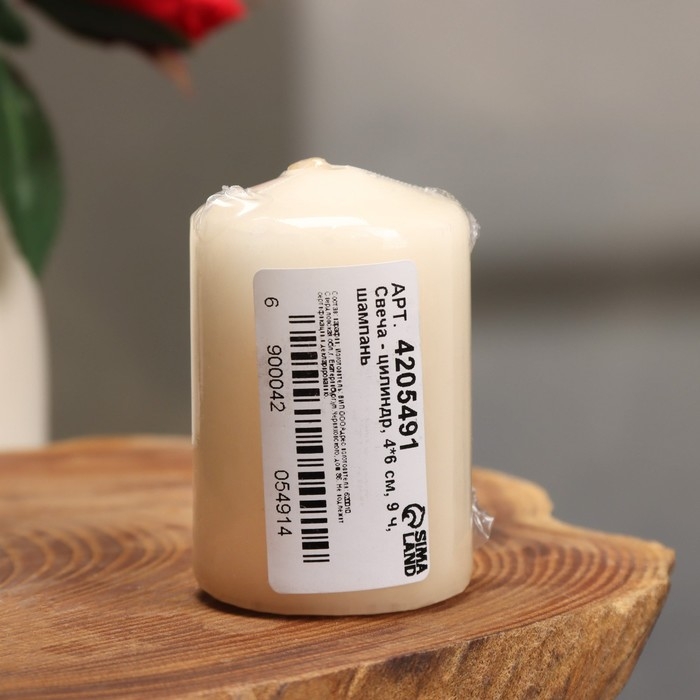 Свеча - цилиндр, 4×6 см, 9 ч, шампань Свеча - цилиндр, 4×6 см, 9 ч, шампань